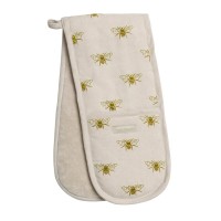 Bees Linen Double Oven Gloves